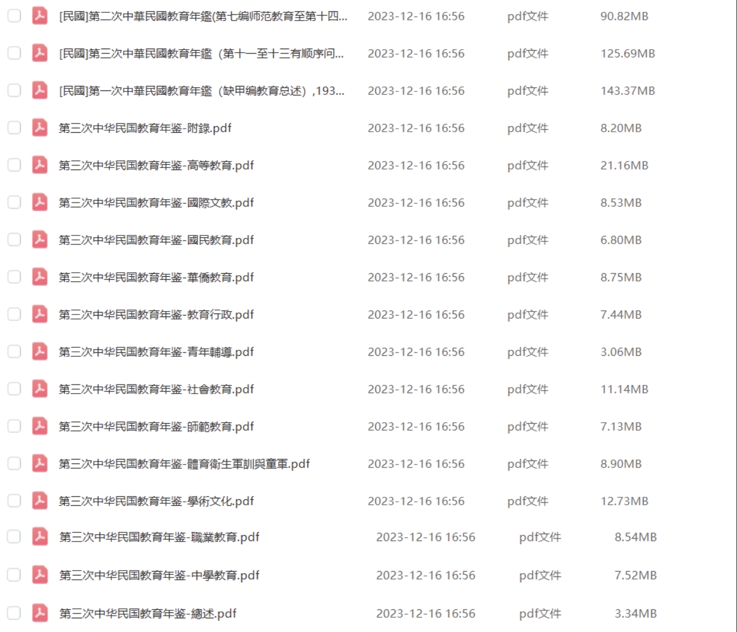 第一、第二、第三次中华民国教育年鉴PDF文件资料